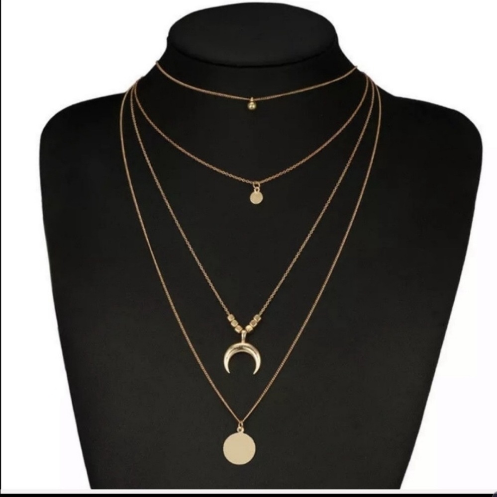 NWOT BOHO Bohemian Gold Silver Necklace - Picture 2 of 3